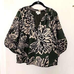 Velvet by Graham & Spencer Paola Dark floral silk blend top